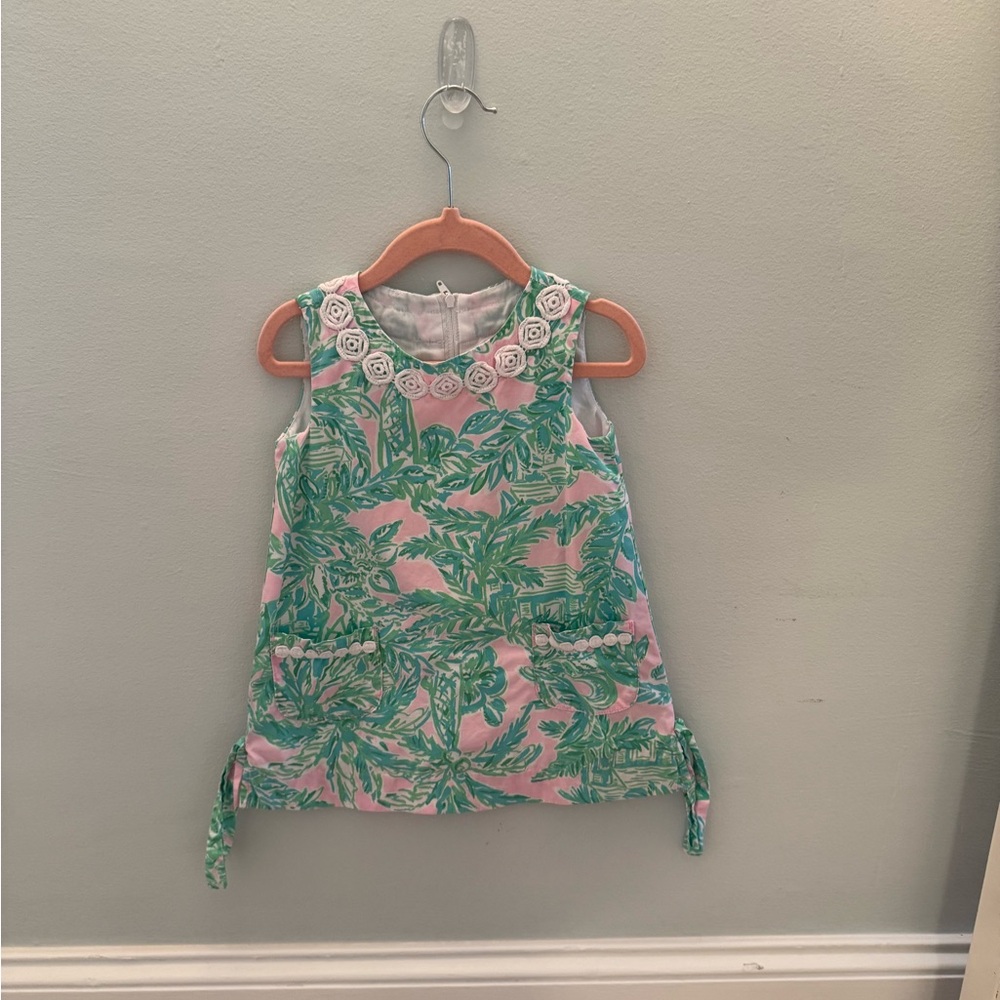 Lily Pulitzer Size 2T Floral Green and Pink Kids Dress